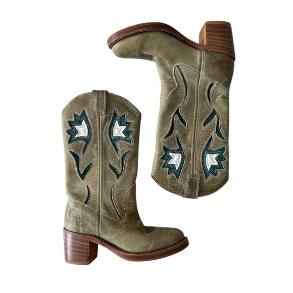 Frye Shoes - Vintage Frye Campus Boots Floral Green